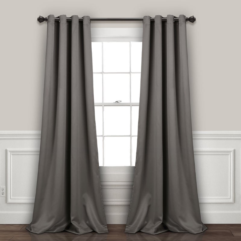 Lush Decor Insulated Grommet Blackout Window Curtain Panels, Pair, 52" W x 120" L, Dark Gray - Classic Modern Design - 120 Inch Curtains - Extra Long Curtains For Living Room, Bedroom, Or Dining Room - Image 1